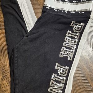 PINK Victoria's Secret Black and Gray Leggings
